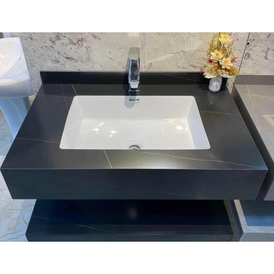 bàn đá 2 tầng đen