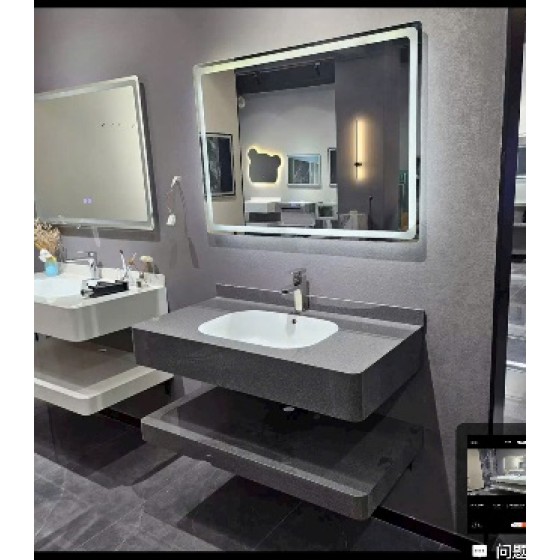 Bàn đá 2T bo góc xám