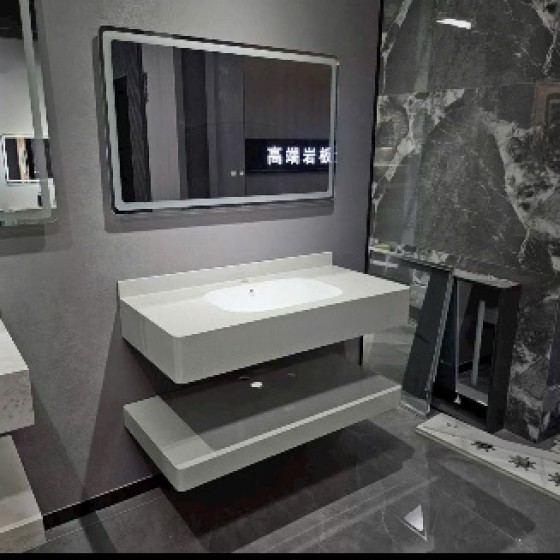 Bàn đá 2T bo góc be