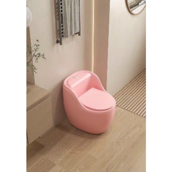 Bồn cầu bệt trứng hồng nắp bằng